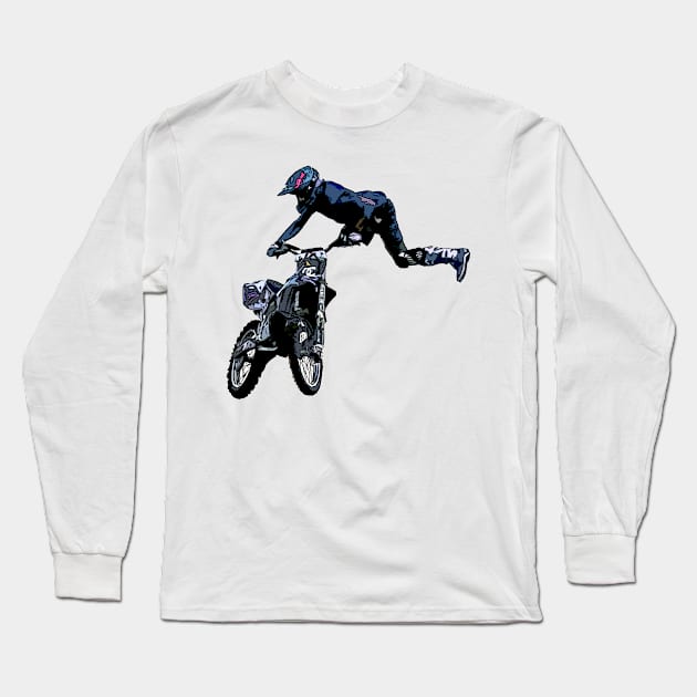 motocross Long Sleeve T-Shirt by rickylabellevie